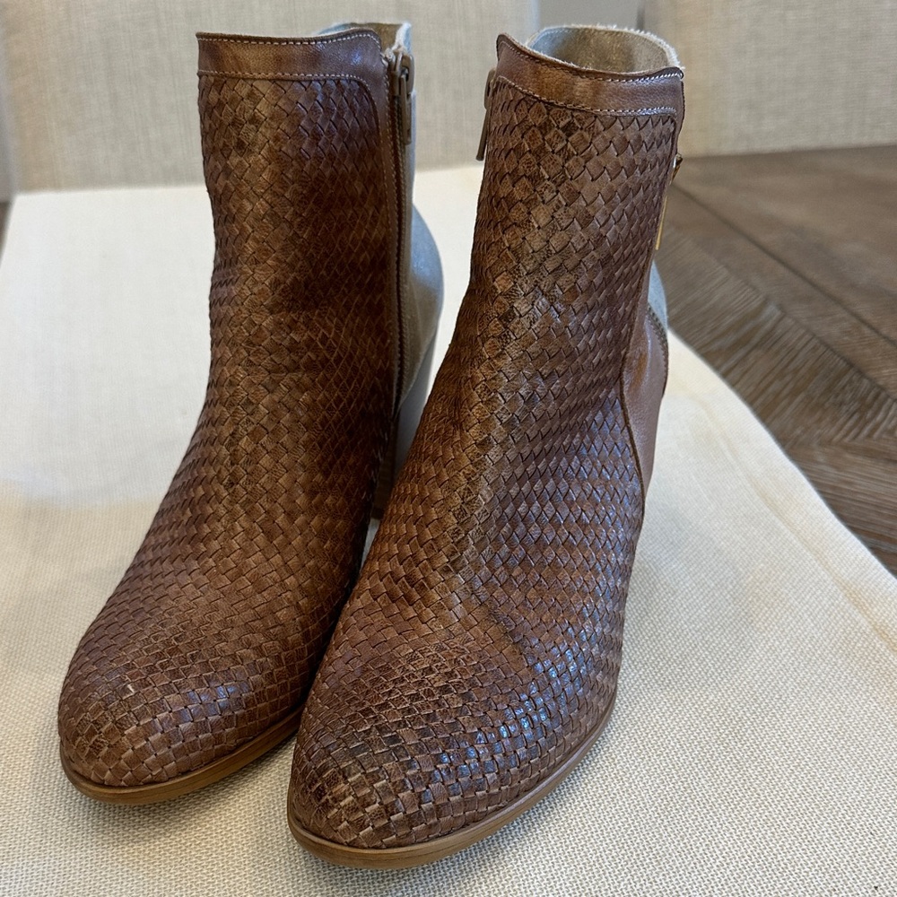 Sundance Woven Brown Ankle Booties